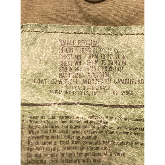 Military Field Jacket Size Small Regular Woodland Camoflage - Picture 8 of 9